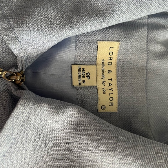 Lord and Taylor 8P lined zip up blazer light blue - Picture 3 of 5